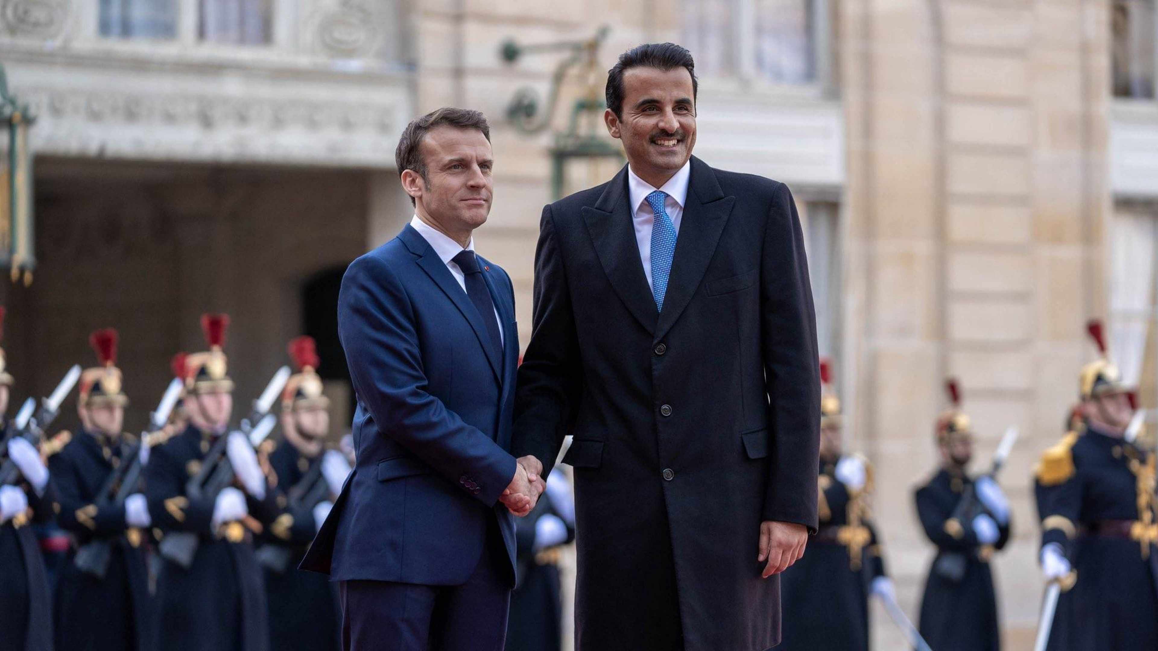 L'émir du Qatar et Emmanuel Macron 